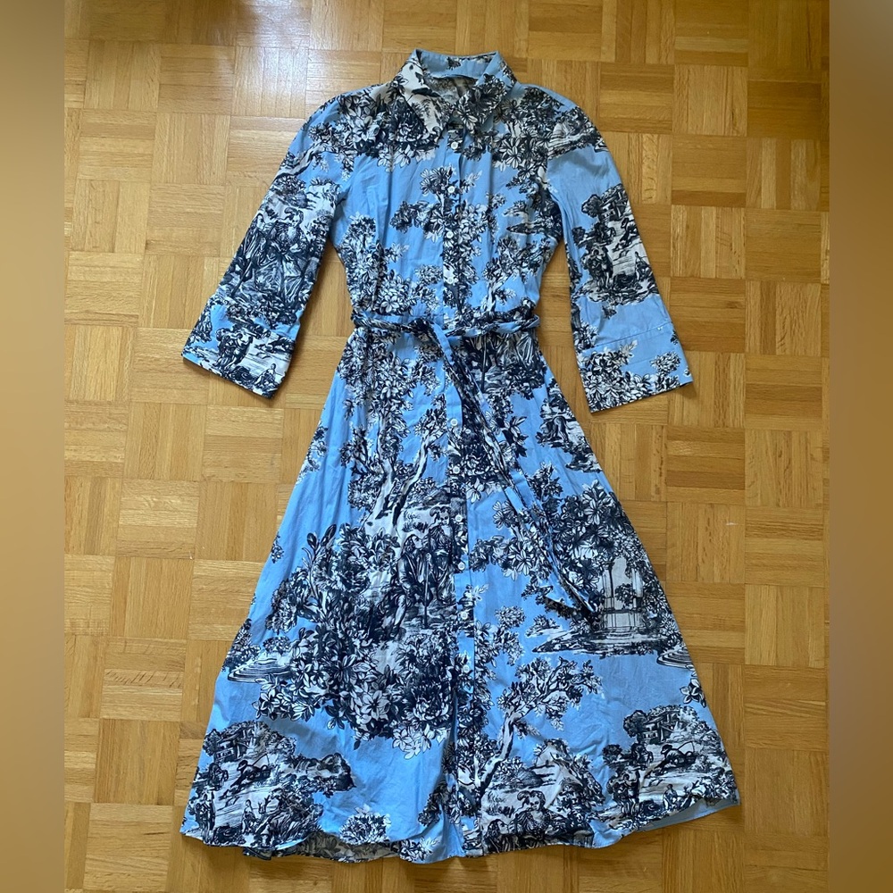 Zara long shirt dress, toile print